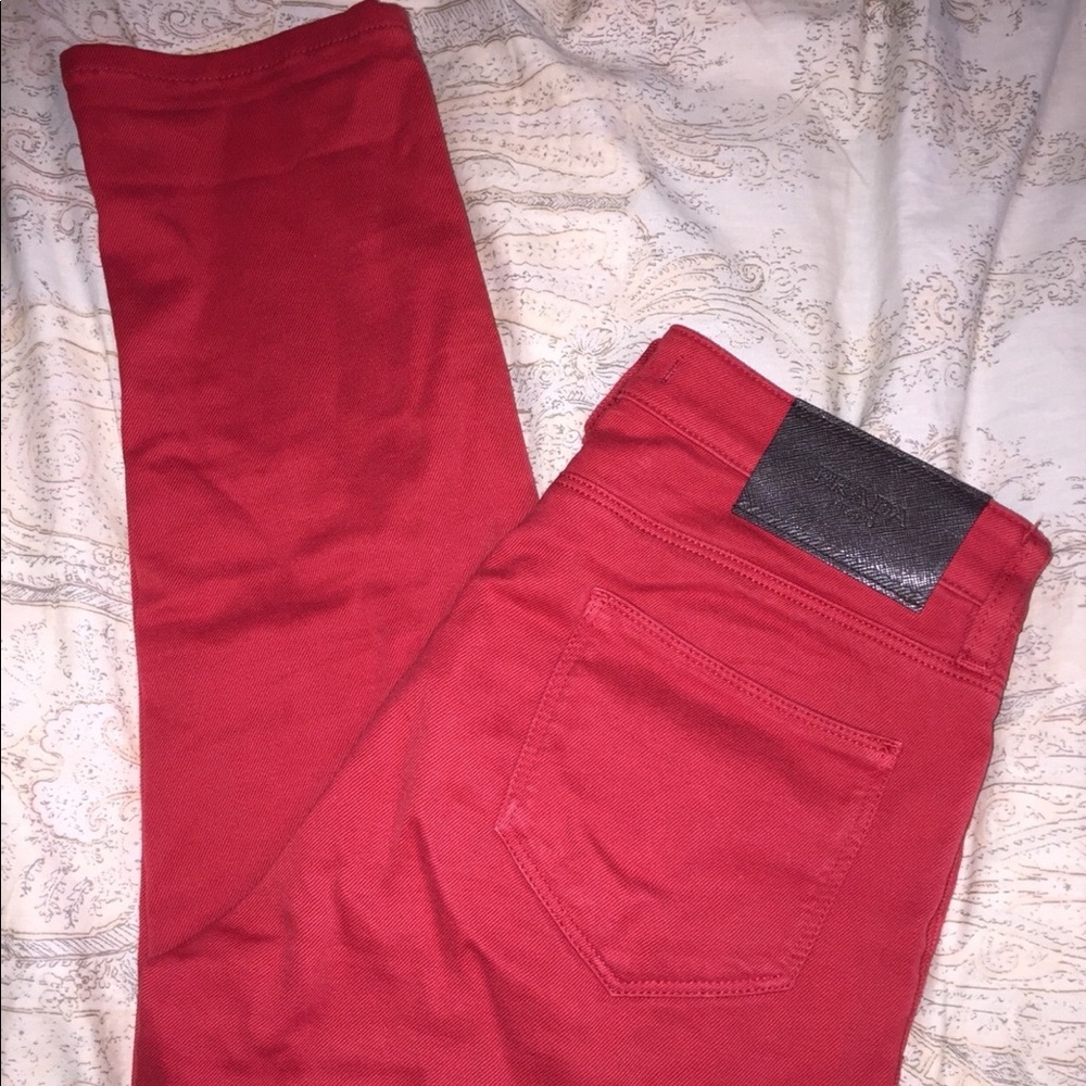 Prada Red Skinny Jeans